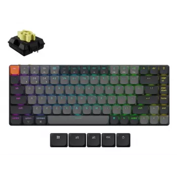 Klawiatura mechaniczna Keychron K3X-B4 — niskoprofilowa 75%, przewodowa i Bluetooth 5.2, USB-C, podświetlenie RGB, szara, bateria do 124 h