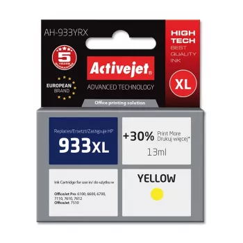 Kompatybilny wkład atramentowy ActiveJet AH-933YRX do HP 933XL CN056AE, żółty, 14 ml, regenerowany
