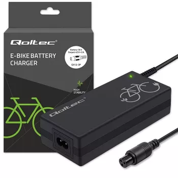 Ładowarka do e-roweru QOLTEC 36V–42V 2A ze złączem GX12 3-pin
