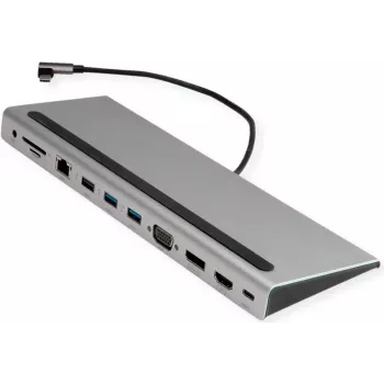 VALUE USB 3.2 Gen 2 Type C Multifunkcyjna stacja dokująca, 4K HDMI/DP, VGA, USB, Czytnik kart, PD, LAN, Audio (12.99.1117)