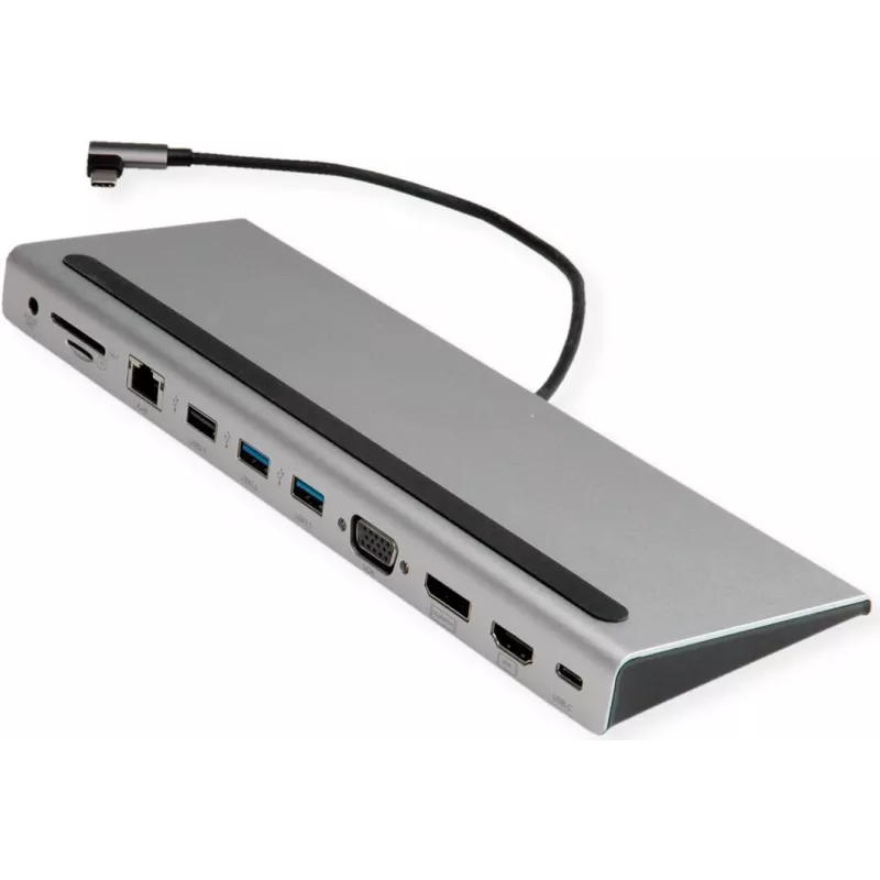VALUE USB 3.2 Gen 2 Type C Multifunkcyjna stacja dokująca, 4K HDMI/DP, VGA, USB, Czytnik kart, PD, LAN, Audio (12.99.1117)