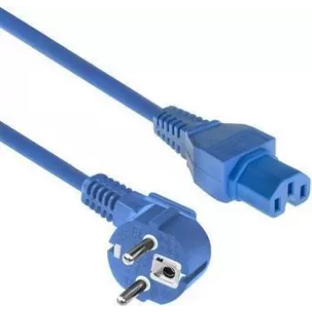 ACT Powercord przewód zasilający wtyk sieciowy CEE 7/7 męski (kątowy) - C15 niebieski 2 m