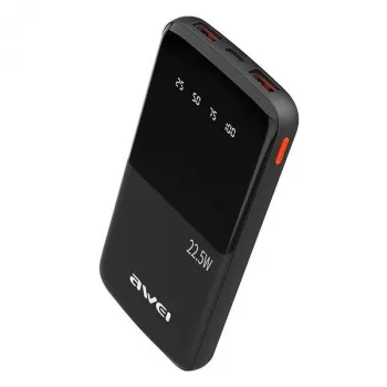 Awei PowerBank P10K 10000 mAh 22,5W Czarny/Czarny (10000mAh, 22W, 22,50Wh), Powerbank, Czarny