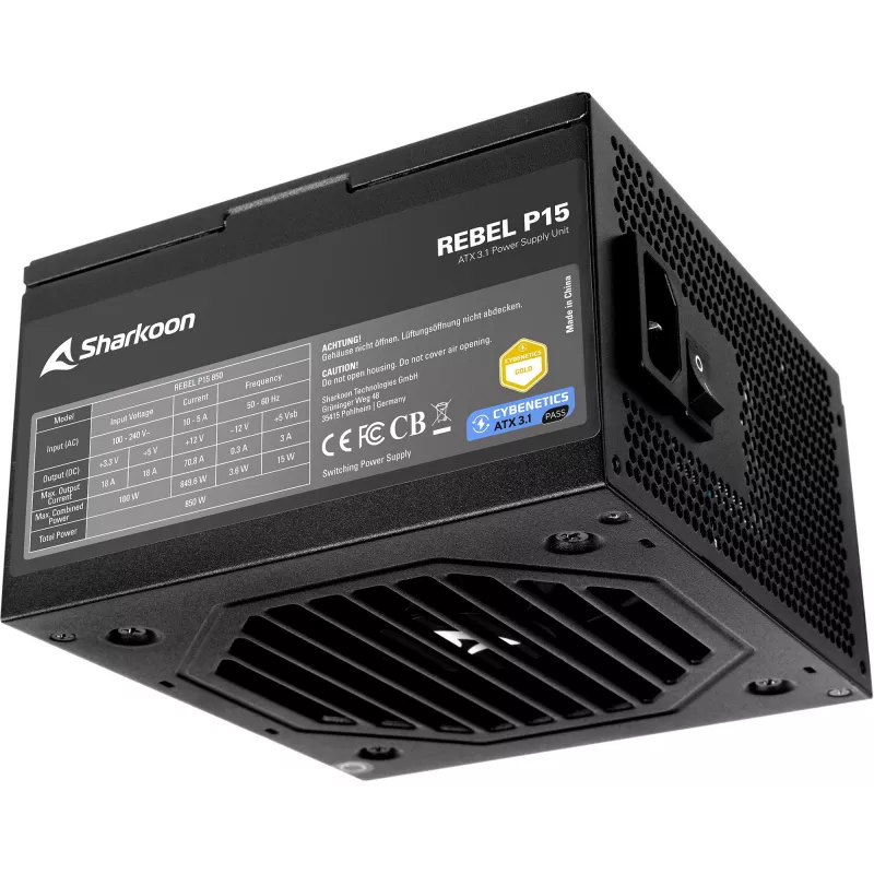 Rebel P15 850, zasilacz do komputera czarny, 1x 12-pinowe złącze High Power GPU, 4x PCIe, zarządzanie kablami, 850 W