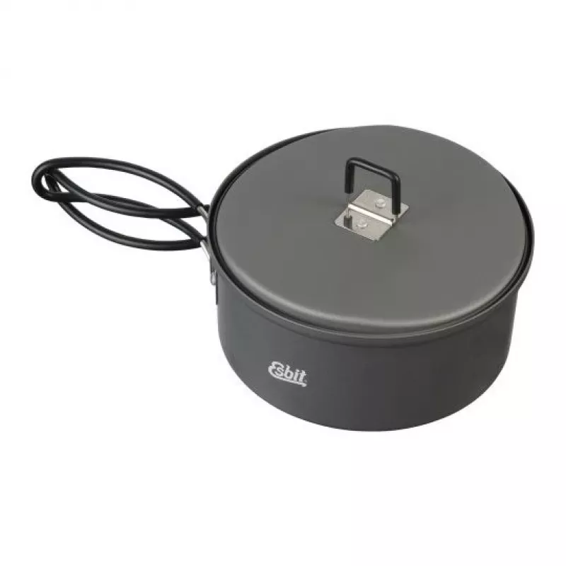 Naczynie kempingowe ESBIT PT1100HA — garnek aluminiowy 1,1 l, Ø14,8 cm, 227 g, czarny