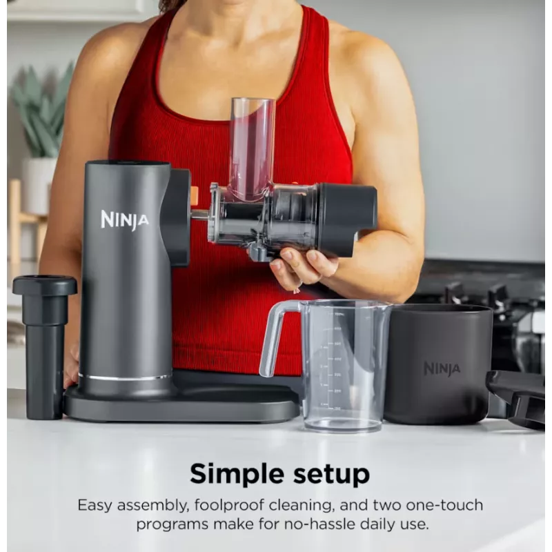 NINJA Cold Press Juicer | Neverclog JC151EU | Typ Sokowirówka Wolnoobrotowa | Szary | 150 W | Liczba prędkości 1
