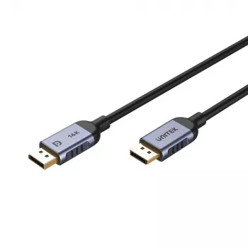 Kabel DisplayPort Unitek C1626GY01-1.5M — 1,5 m, DisplayPort 2.1, męski na męski, 360 Hz, 15360×8640, szary