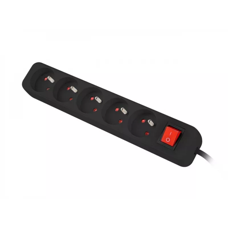 Lanberg Cable Power Strip, 5X French Outlets with Switch, Quality-Grade Copper, 1.5 m | PS1-05E-0150-BK