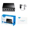 Przełącznik sieciowy Cudy GS105 — 5-portowy Gigabit Ethernet (10/100/1000), czarny, zasilanie 5 V DC w zestawie