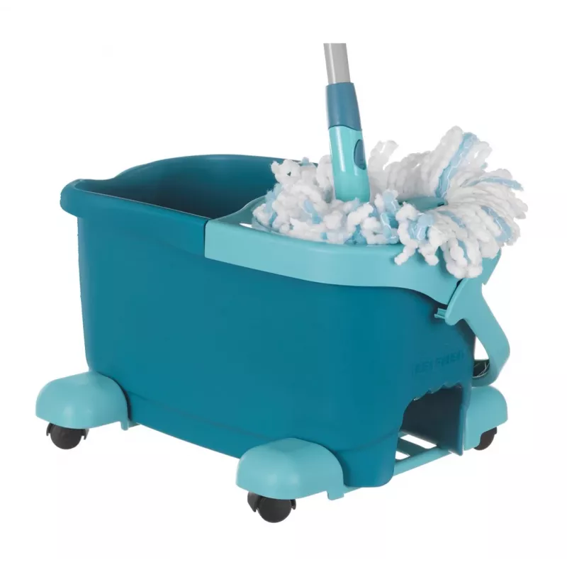 System mopujący Leifheit Clean Twist Mop Ergo mobile, jednozbiornikowy, niebieski, z mopem i kółkami