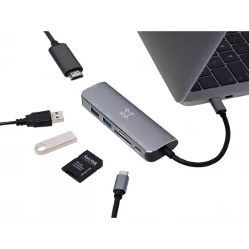 XWH-HUB6-13 XTREMEMAC TYPE-C HUB 6-portowy srebrny (XWH-HUB6-13)