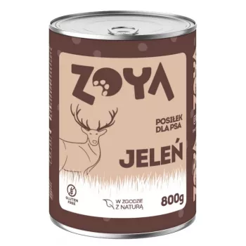 Mokra karma dla psów ZOYA Deer puszka 800 g — pełnoporcjowa dieta dla dorosłych psów z jeleniną, 11,4% białka, 7,2% tłuszczu, 75% wilgotności