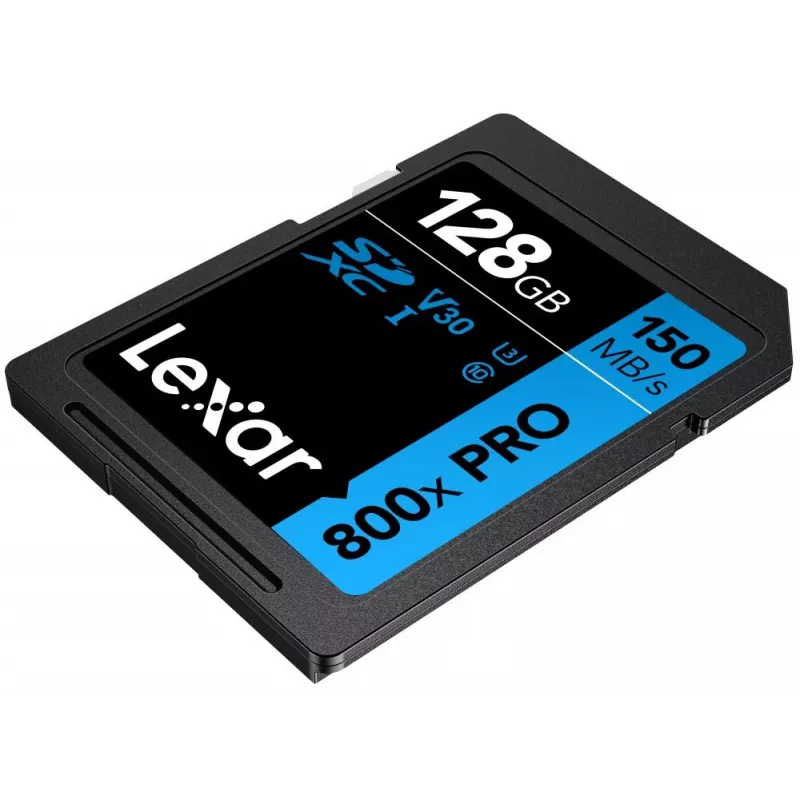 Karta pamięci SDXC Lexar 128GB UHS-I 800xPRO Class 10 U3 V30 — 150 MB/s odczyt, 45 MB/s zapis, czarna