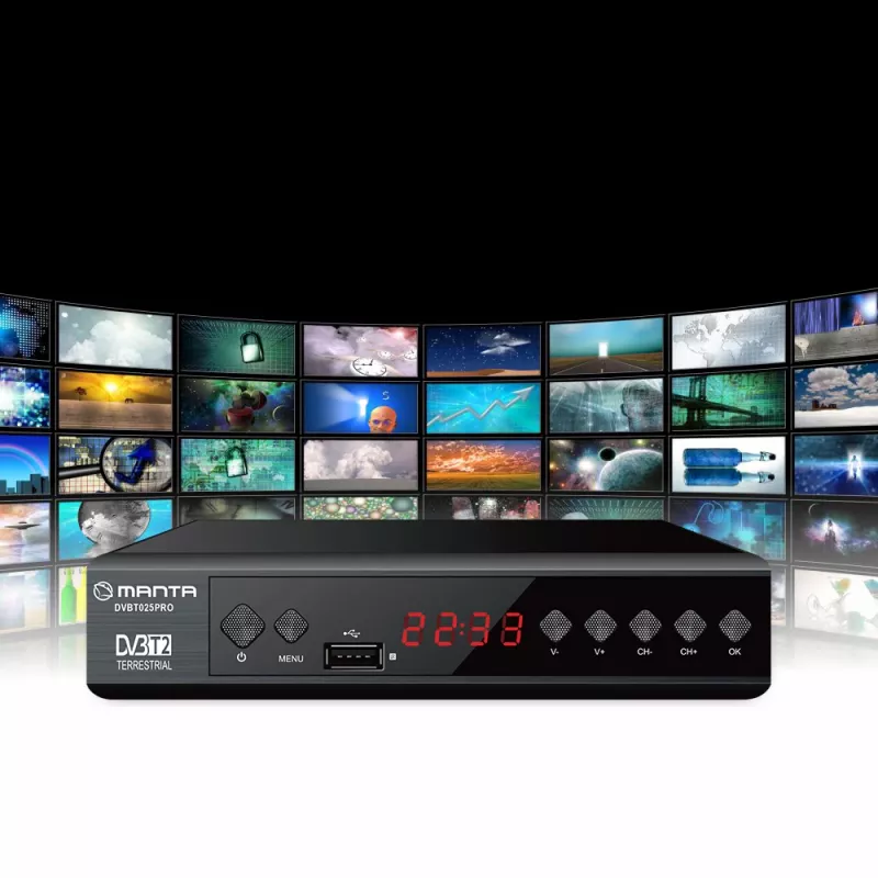 Cyfrowy odbiornik TV MANTA DVBT025PRO DVB-T2 obsługa Full HD nagrywanie USB