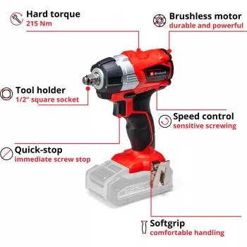 Impact Wrench Einhell TE-CW 18Li 1/2 inch 2900 RPM 215 N⋅m