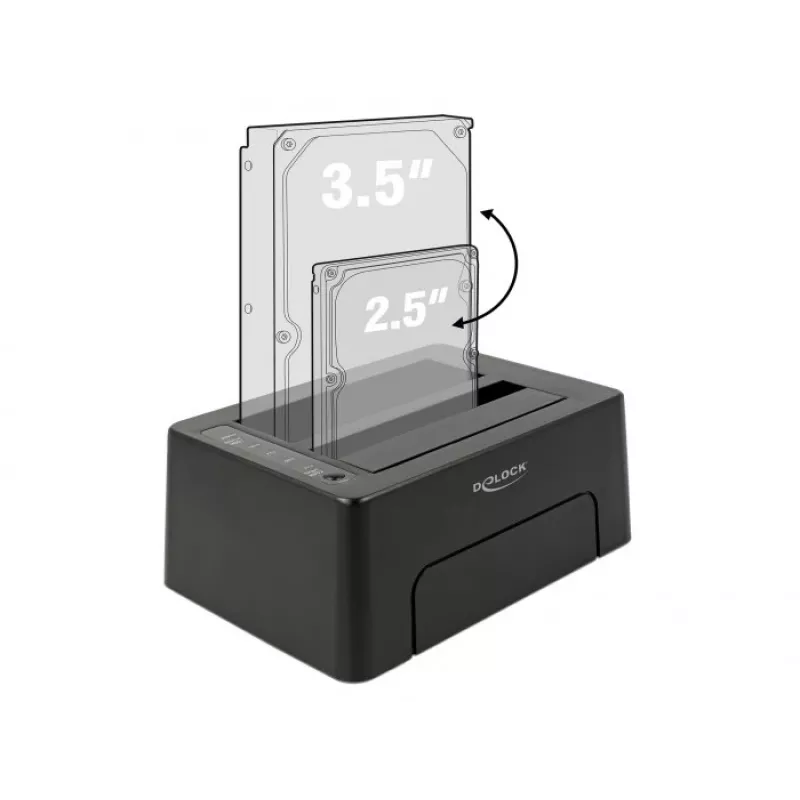 DeLOCK - HDD-Dockingstation Schächte: 2 - SATA 6Gb/s - 6 Gbit/s - USB 3,1 (Gen 2) - Schwarz (63957)
