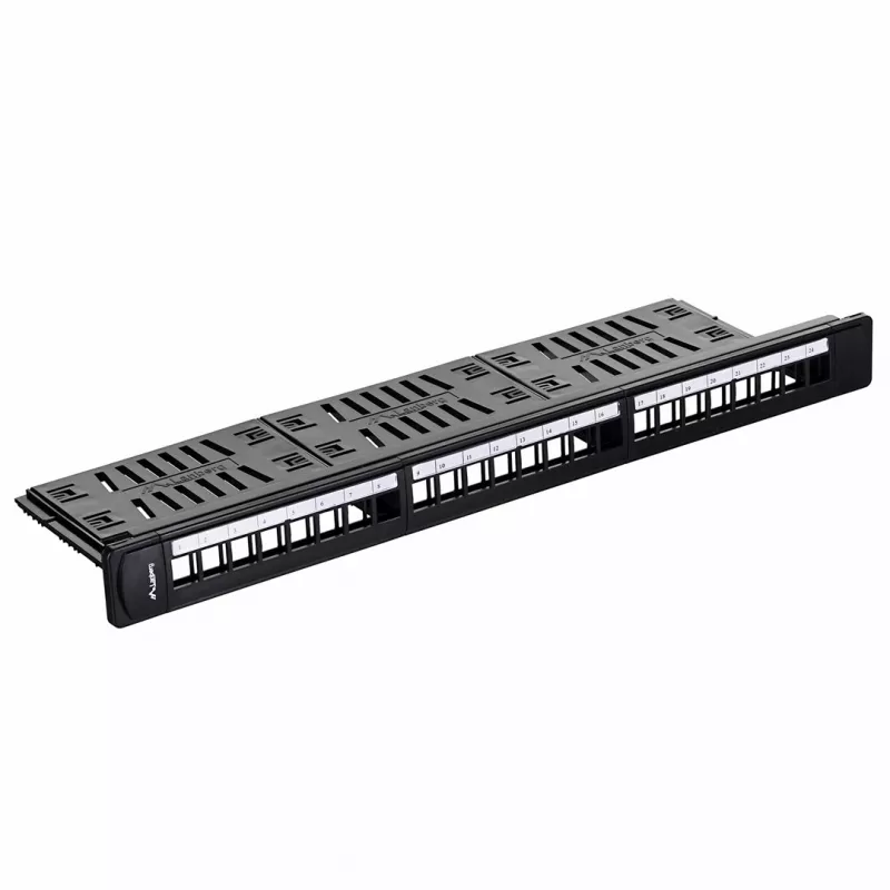 Patch panel 1U LANBERG PPKS-1124-B, 24 porty, 1U, ABS, czarny, 482.6×44.5×154 mm