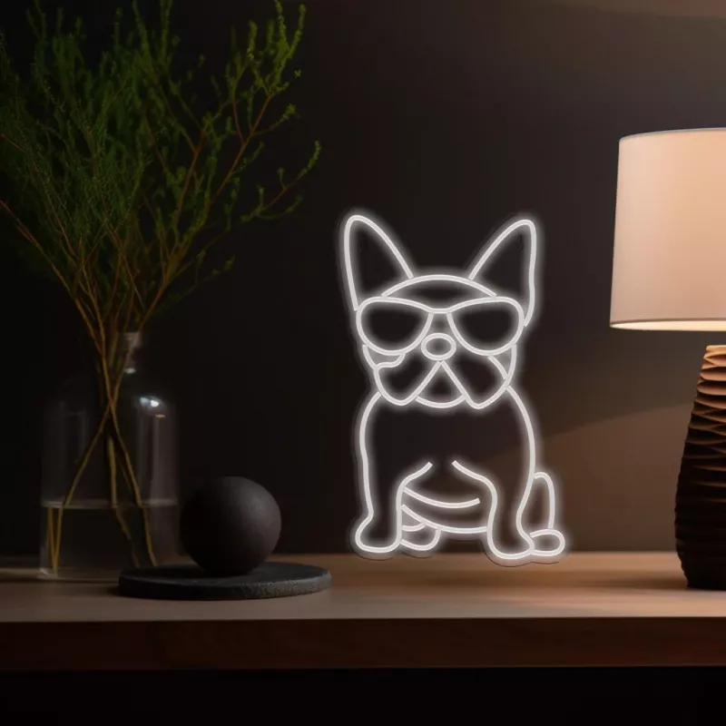 Neon MANTA Manta SNL66WH French Bulldog biały — dekoracyjny neon LED w kształcie buldoga francuskiego