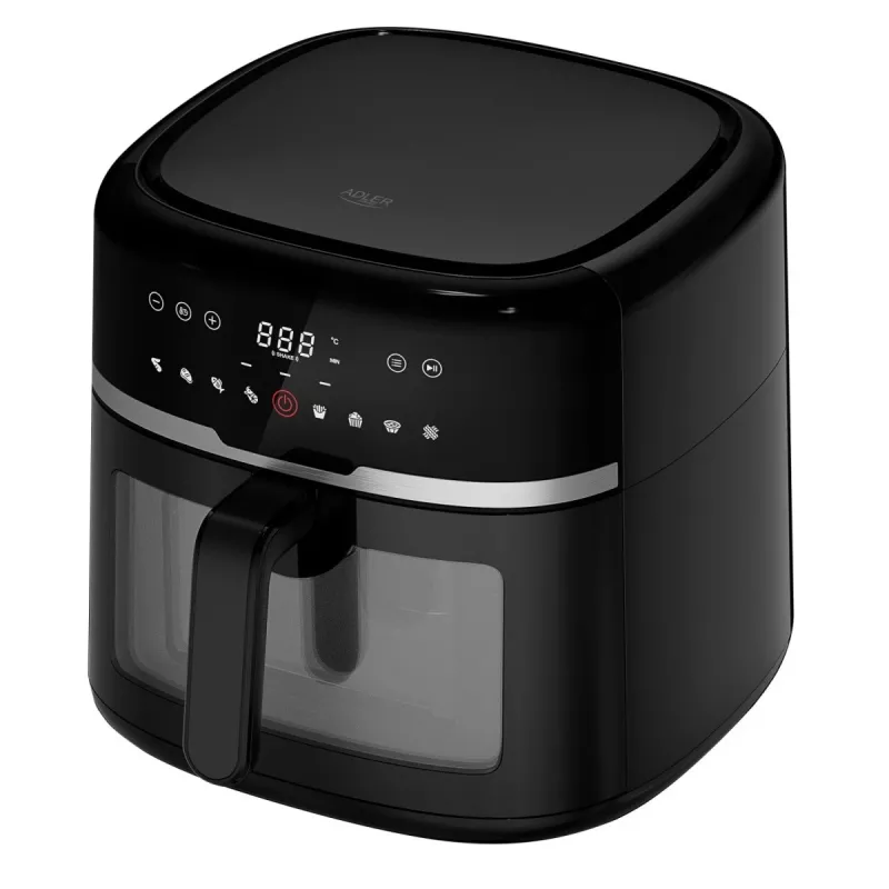 Adler AD 6318 frytkownica beztłuszczowa, 8 l, 2500 W, wyświetlacz LCD, 9 programów, czarna