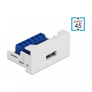 Moduł DeLOCK Easy 45 USB 2.0 Typ-A Żeński do Listwy Zaciskowej