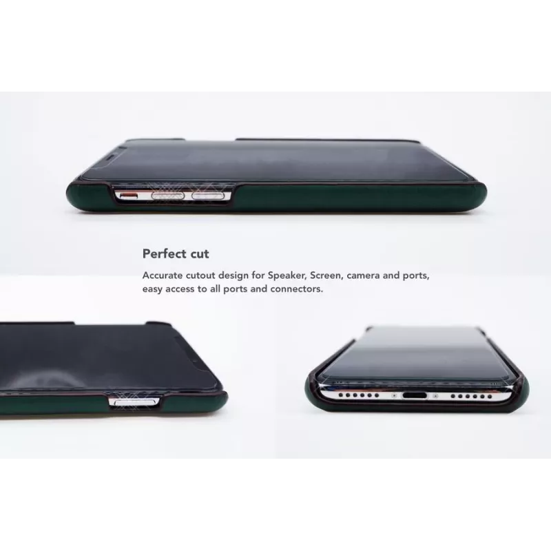 Kieszeń na kartę tylna obudowa VixFox do iPhone X / XS, leśna zieleń ochronna tylna pokrywa z kieszenią na kartę