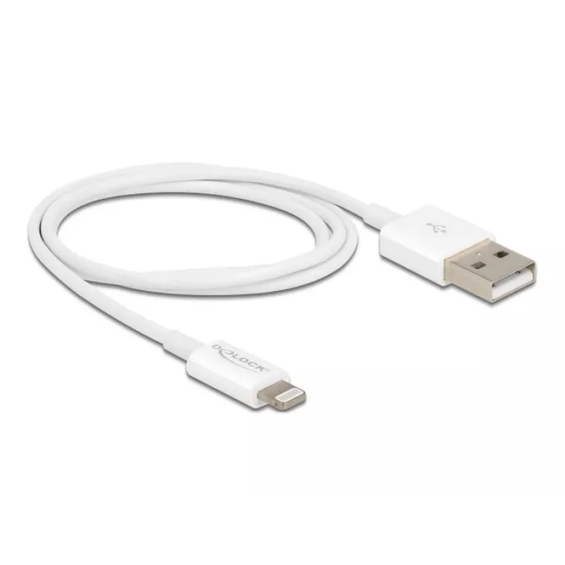 Kabel USB do transmisji danych i ładowania DeLOCK 83000 do iPhone iPad iPod biały 1 m