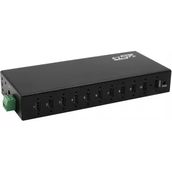 10-portowy hub USB 3.2 Gen 2x1 Exsys EX-12270HMS, zasilanie 79,5 W