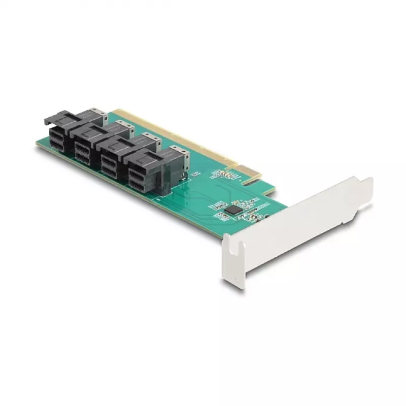 DELOCK karta bifurkacyjna PCIe x16 na 4× wewnętrzne SFF-8643 NVMe, niskoprofilowa