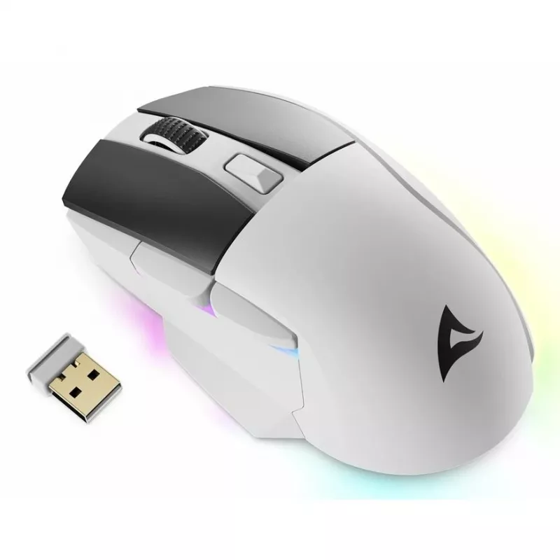 Mysz Sharkoon SGM50W Gaming, dla osób praworęcznych, RF Wireless + USB Type-A, optyczna, 6400 DPI