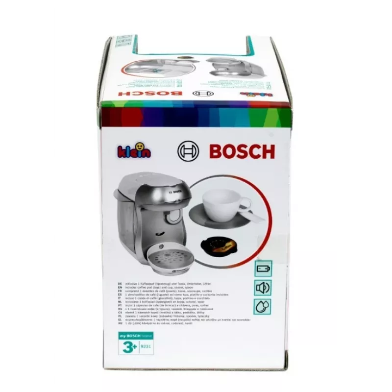 Ekspres do kawy KLEIN Bosch Tassimo 9231 – zabawkowy ekspres do kawy, srebrny, zabawa w role dla dzieci