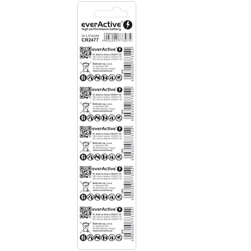 Bateria litowa everActive CR2477 - blister 5 szt.