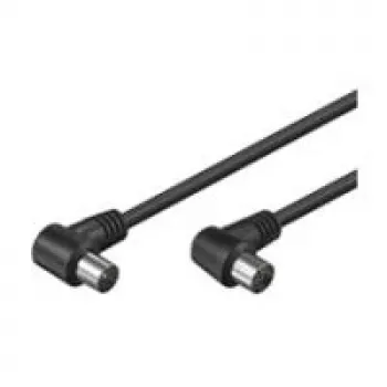 Kabel antenowy kątowy Wentronic Goobay, czarny, 1,5 m - wtyk IEC/koncentryczny 90° gniazdo IEC/koncentryczne 90° (11525)