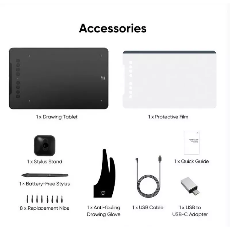 Tablet graficzny XP-Pen DECO 01 V3 — 5080 lpi, 254 x 158,75 mm, Czarny, USB (przewodowy i bezprzewodowy)