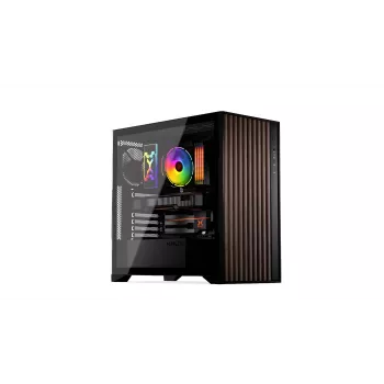 Obudowa komputerowa KRUX Palum KRXD008 ATX czarna — 2 wnęki 3,5 cala, 2 wnęki 2,5 cala, 2 wentylatory 120 mm, GPU do 39,5 cm