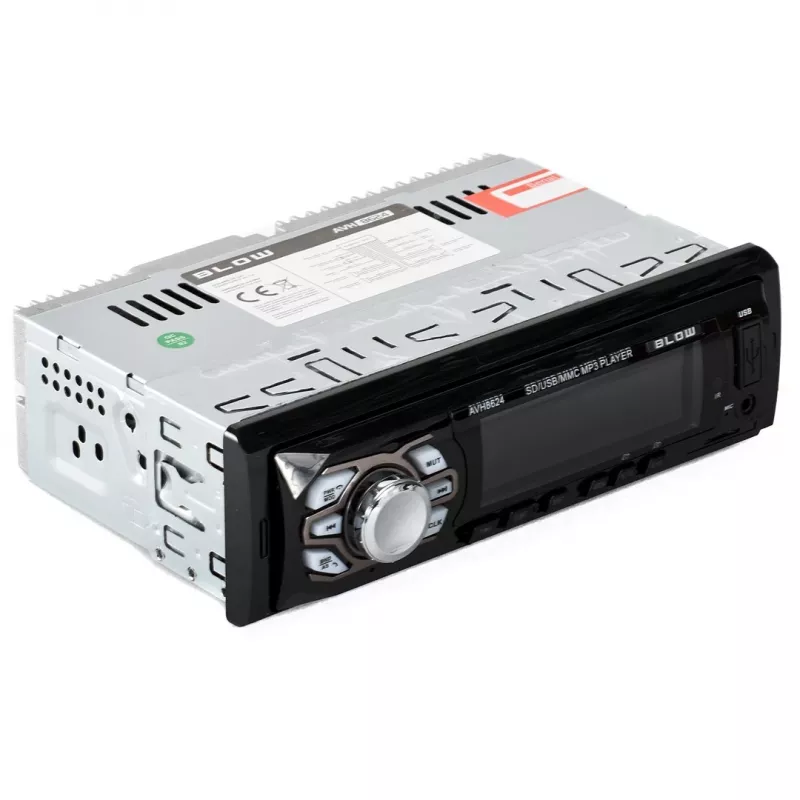 Radio samochodowe BLOW AVH-8624 — FM RDS, 45W RMS, Bluetooth, USB, MicroSD, AUX, wyświetlacz LCD, pilot, czarne