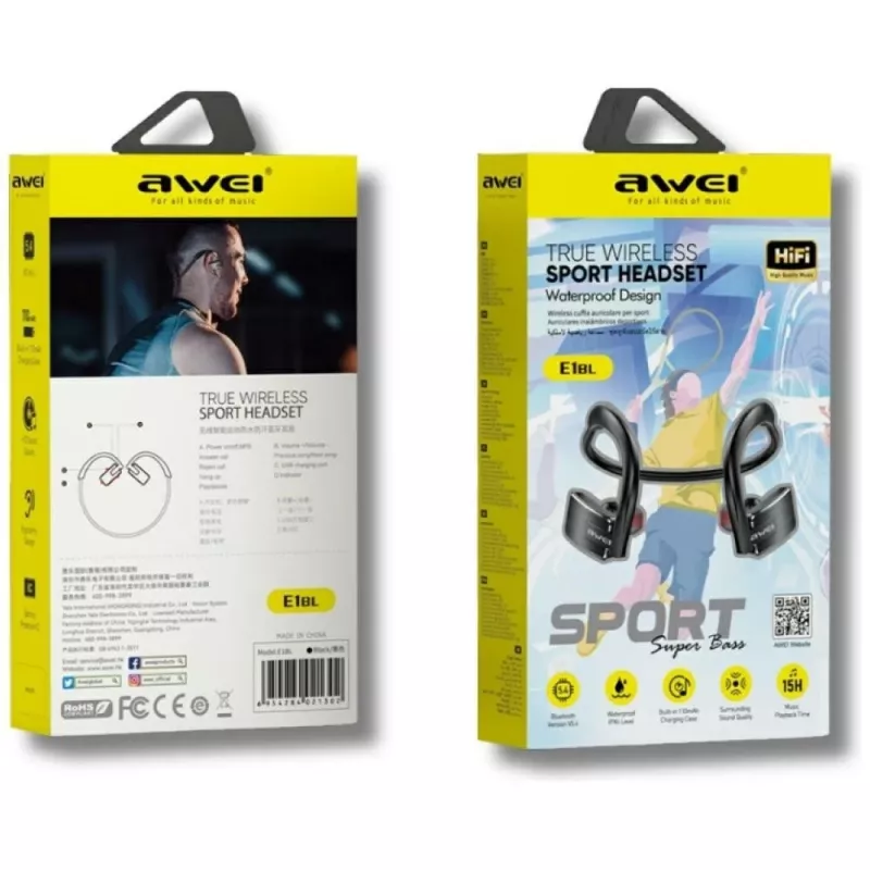 Słuchawki Bluetooth Awei E1BL sportowe czarne