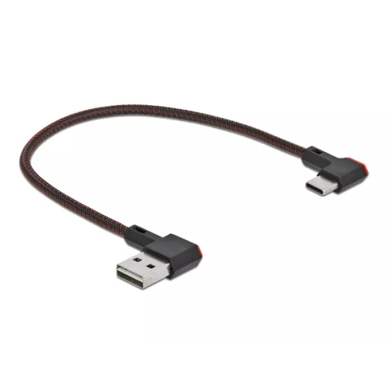 Kabel USB DeLOCK EASY-USB 2.0 Typ-A męski na Typ-C męski kątowy 0,2 m czarny