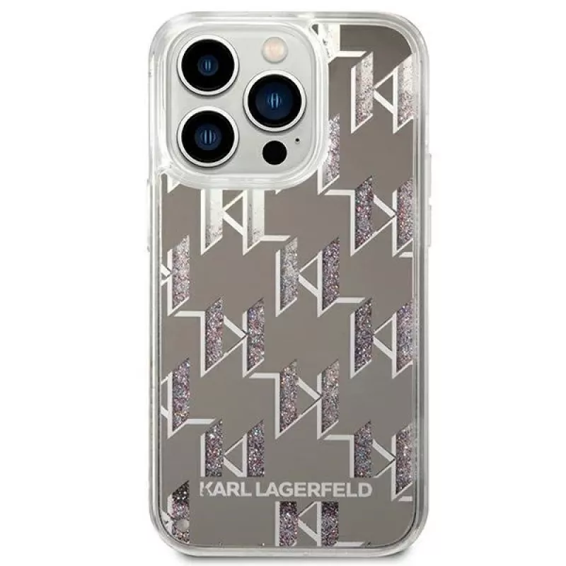 Karl Lagerfeld KLHCP14XLMNMS Etui twarde do iPhone 14 Pro Max 6,7 srebrny / srebrny Liquid Glitter Monogram