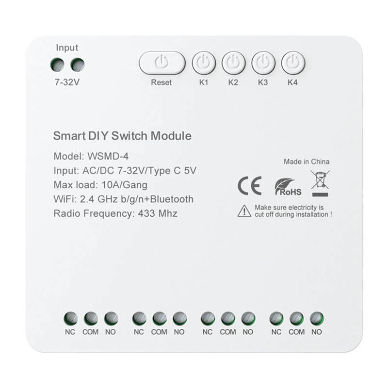 Moduł inteligentnego przełącznika Avatto DIY WSMD-4 32V — 4-kanałowy moduł sterowania 32V do projektów DIY