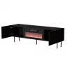 Szafka pod TV Cama Meble LUCCA 180x40x59 cm, czarny blat i rama, płyta wiórowa, z kominkiem czarnym