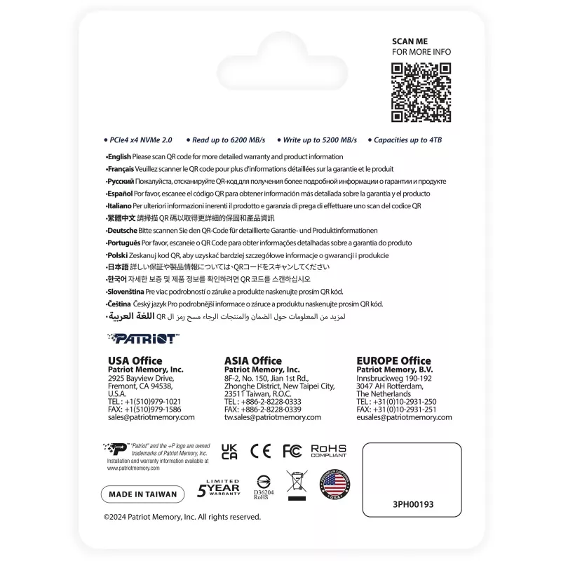 Dysk SSD Patriot 2TB M.2 PCIe Gen4 x4 NVMe 2.0 P400VP2TBM28H