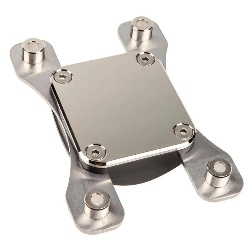 Blok wodny Aqua-Computer 21703 — Acetal/Nikiel, Socket AM4, 111×75×22 mm, Czarny/Srebrny