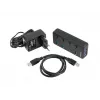 Hub USB NATEC MANTIS USB 2.0 Type-B — 4x porty USB 3.2 Gen 1 Type-A, czarny, kabel 0,8 m, zasilacz sieciowy, wyłącznik zasilania