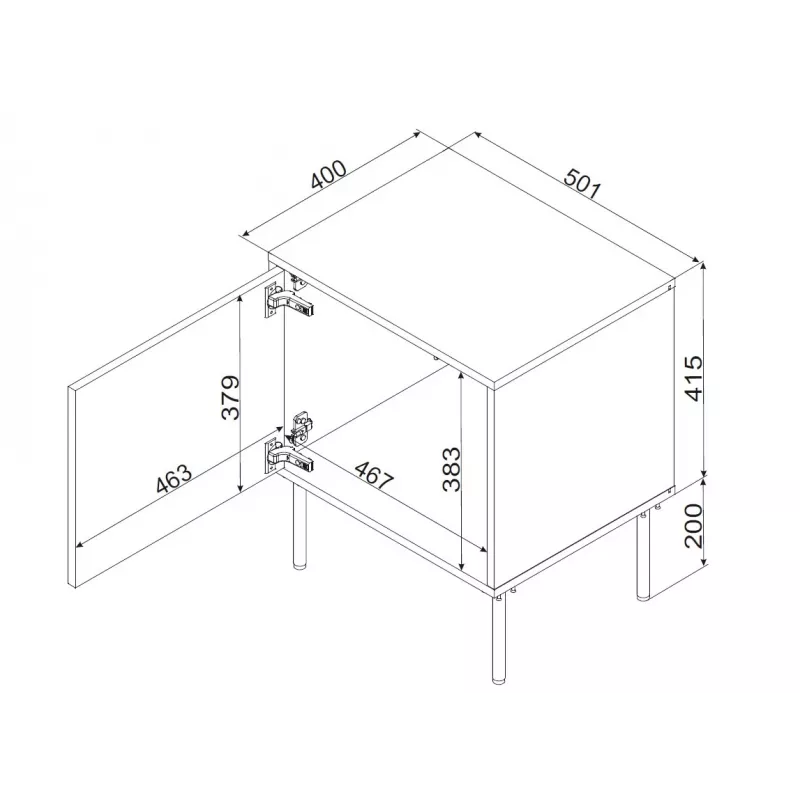 Cama INSERTO Szafka nocna, 2 szt., 50x40x61.5 cm, czarny + LED