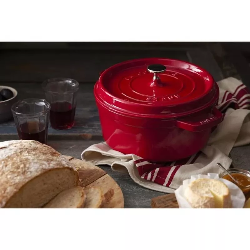 Pojedynczy garnek Staub Cocotte 24 cm Wiśniowy