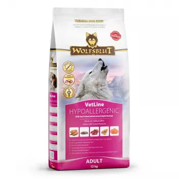 Sucha karma dla psów Wolfsblut VetLine Hypoallergenic Horse — 12 kg, monobiałkowa, 20% białka, bez zbóż i glutenu