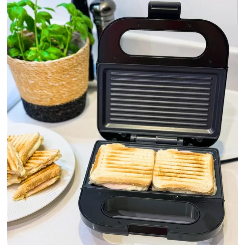 Toster BLAUPUNKT SMS501 — opiekacz do kanapek/grill, 750 W, płyty nieprzywierające, kompaktowy czarny