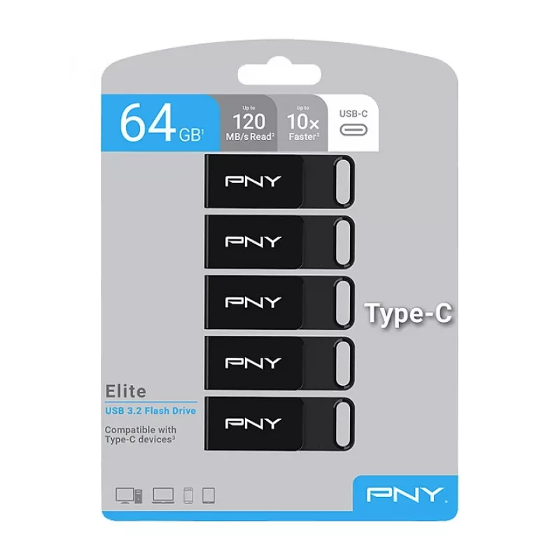 STICK PNY Elite - Pamięć USB Flash Drive - 64 GB - USB-C