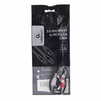 Gembird 2.5m, 3.5mm/2xRCA, M/M kabel audio Czarny, Czerwony, Biały