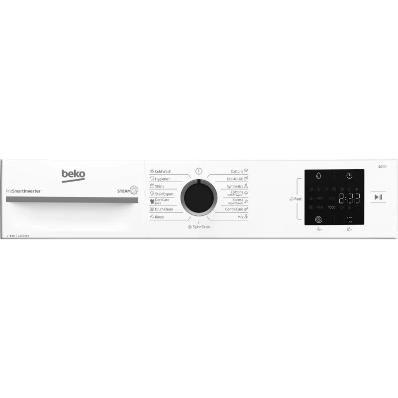 BEKO pralka BM1WFSU36233WB, 6 kg, klasa energetyczna B, 44.6 cm, 1200 obr./min, silnik inwerterowy, Steam Cure
